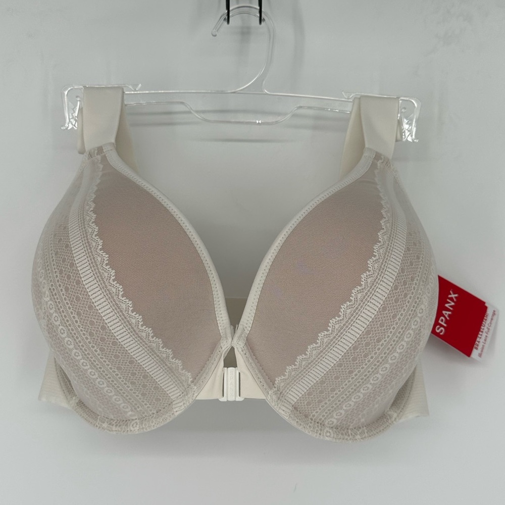 NEW Spanx BRA-LLELUJAH Illusion Lace Full Cover Bra Linen/Champagne Beige W1